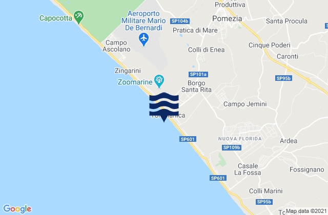 Mapa da tábua de marés em Torvaianica, Italy