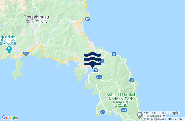 Mapa da tábua de marés em Tosa-Simizu, Japan