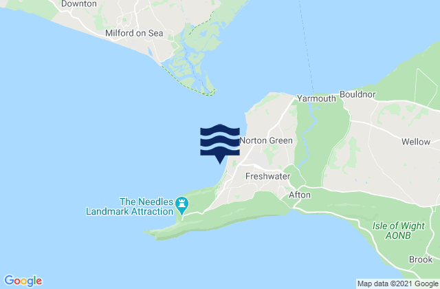 Mapa da tábua de marés em Totland Bay Beach, United Kingdom