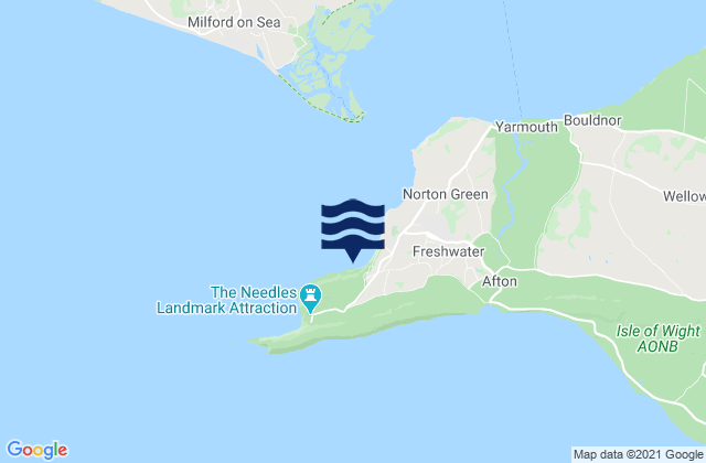 Mapa da tábua de marés em Totland Bay, United Kingdom