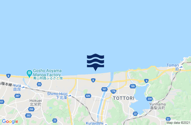 Mapa da tábua de marés em Tottori, Japan