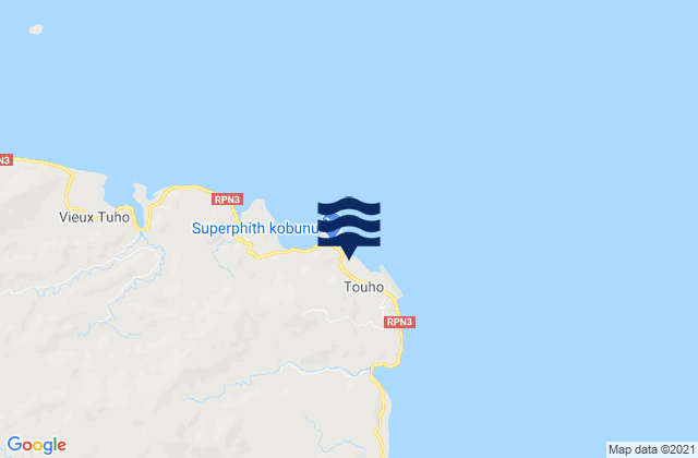 Mapa da tábua de marés em Touho, New Caledonia