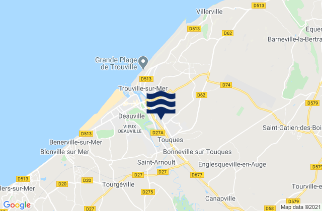 Mapa da tábua de marés em Touques, France