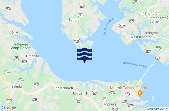 Mapa da tábua de marés em Towles Point, United States