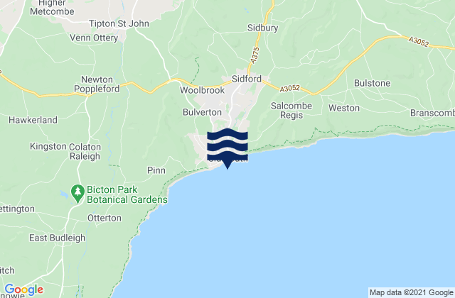 Mapa da tábua de marés em Town Beach, United Kingdom