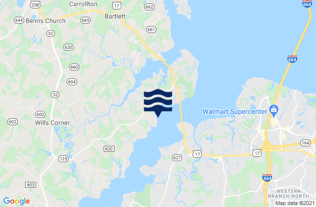 Mapa da tábua de marés em Town Point, United States