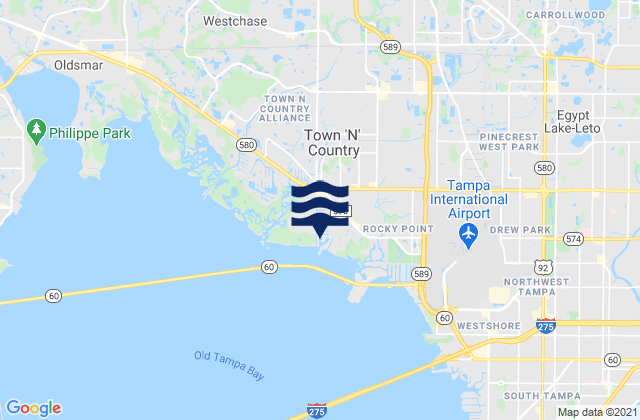 Mapa da tábua de marés em Town 'n' Country, United States