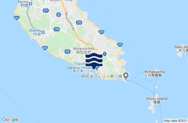 Mapa da tábua de marés em Toyohama, Japan