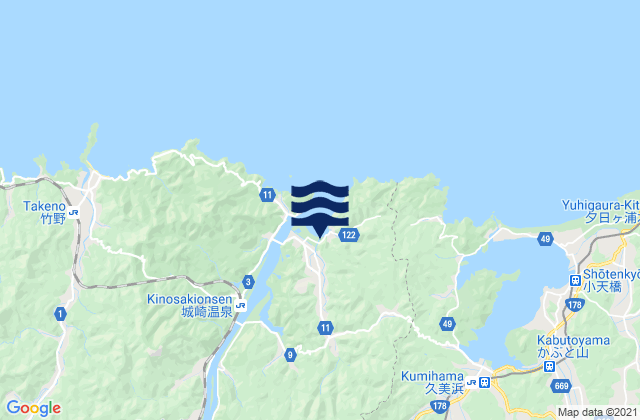 Mapa da tábua de marés em Toyooka-shi, Japan