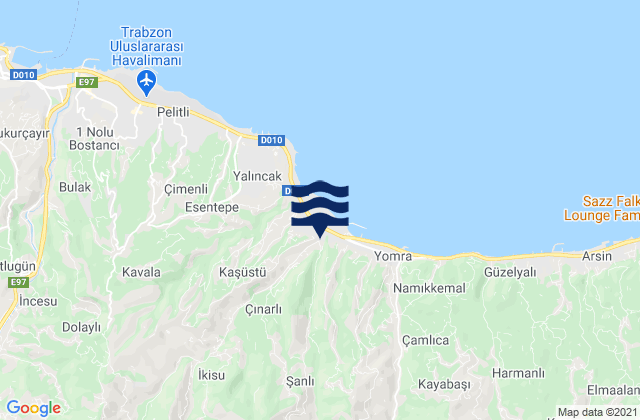 Mapa da tábua de marés em Trabzon, Turkey