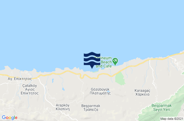 Mapa da tábua de marés em Trachóni, Cyprus