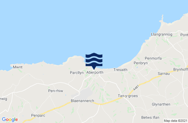 Mapa da tábua de marés em Traeth-y-Dyffryn Beach, United Kingdom