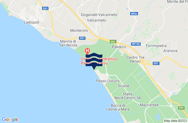 Mapa da tábua de marés em Tragliatella Campitello, Italy