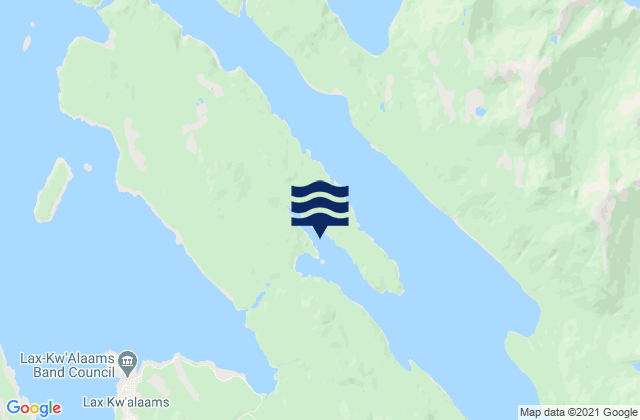 Mapa da tábua de marés em Trail Bay, Canada