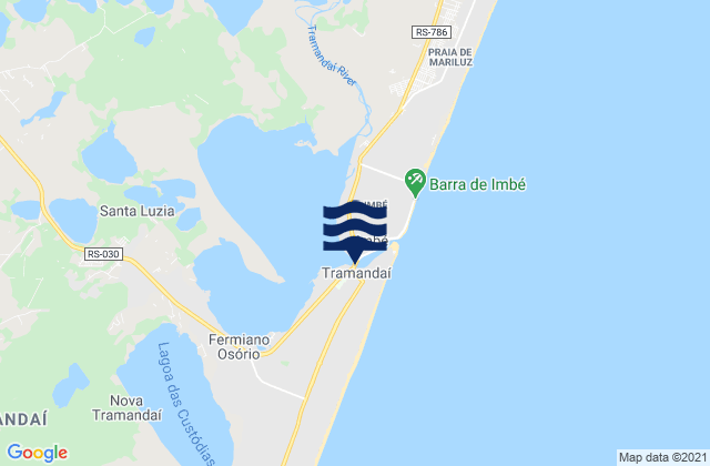 Mapa da tábua de marés em Tramandai, Brazil