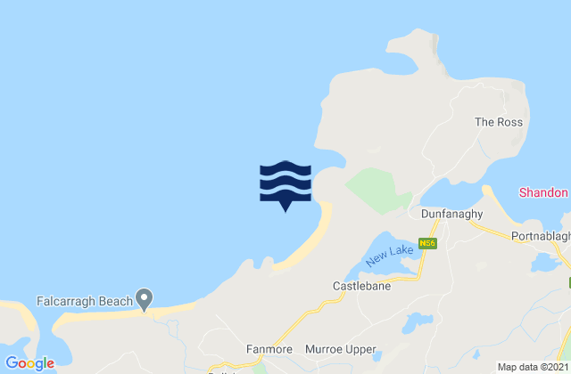 Mapa da tábua de marés em Tramore Bay, Ireland