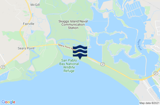 Mapa da tábua de marés em Trancas Point, United States