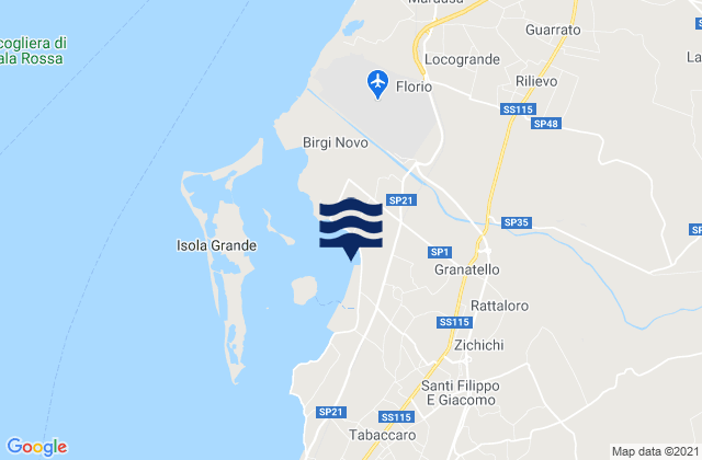 Mapa da tábua de marés em Trapani, Italy