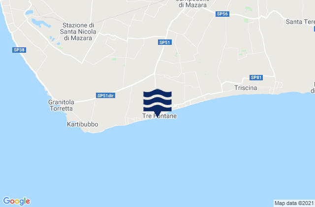 Mapa da tábua de marés em Tre Fontane, Italy
