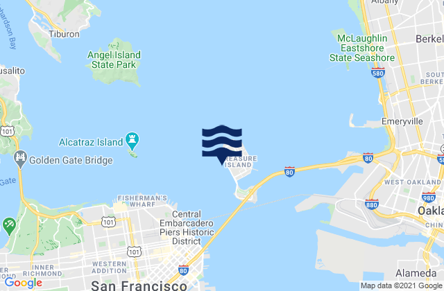 Mapa da tábua de marés em Treasure Island 0.2 mile west of, United States