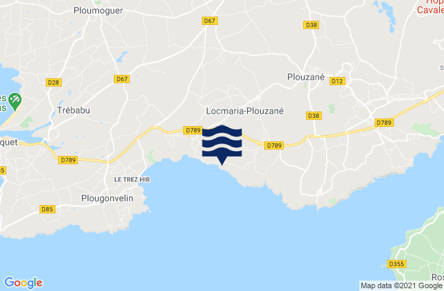 Mapa da tábua de marés em Tregana, France