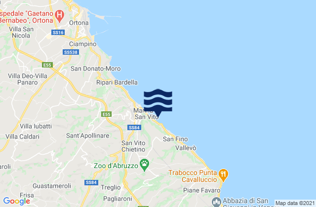 Mapa da tábua de marés em Treglio, Italy