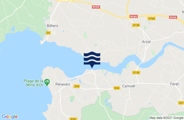 Mapa da tábua de marés em Trehiguier, France