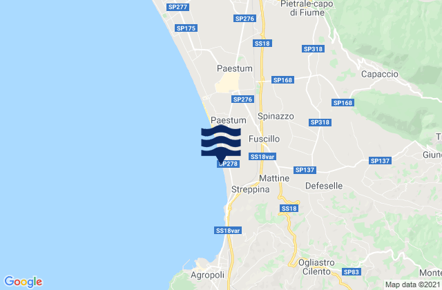 Mapa da tábua de marés em Trentinara, Italy