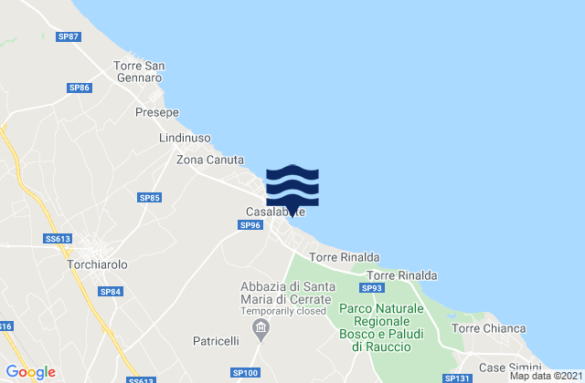 Mapa da tábua de marés em Trepuzzi, Italy