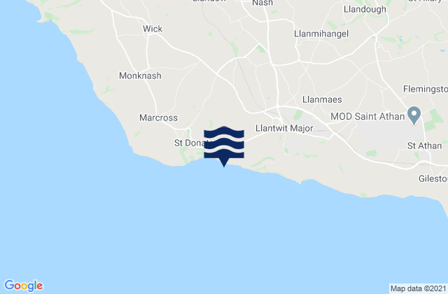 Mapa da tábua de marés em Tresilian Bay Beach, United Kingdom