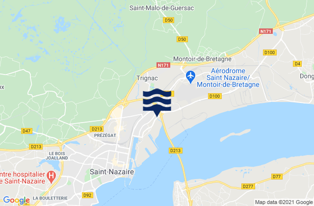 Mapa da tábua de marés em Trignac, France