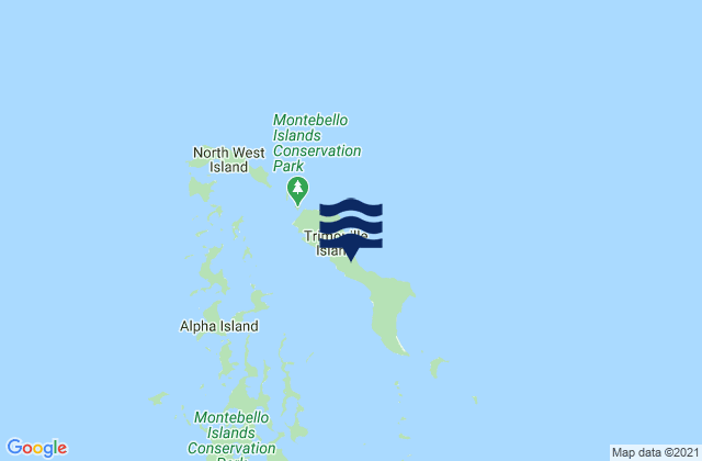 Mapa da tábua de marés em Trimouille Island, Australia