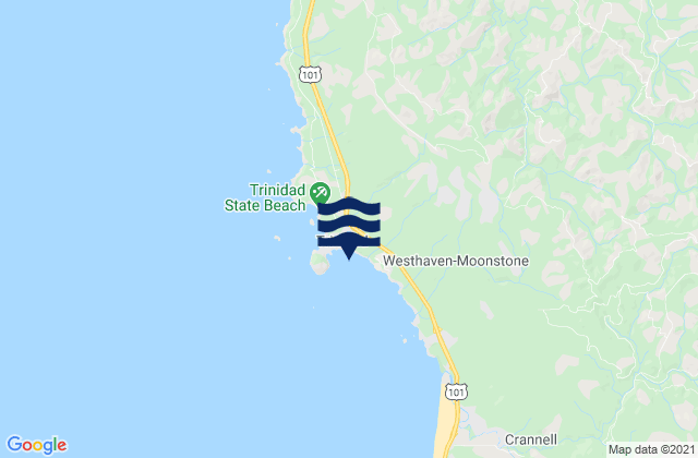 Mapa da tábua de marés em Trinidad Bay, United States