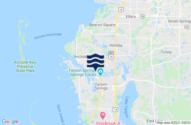 Mapa da tábua de marés em Trinity, United States