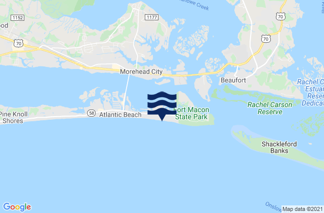 Mapa da tábua de marés em Triple S Marina Bogue Sd, United States