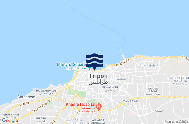 Mapa da tábua de marés em Tripoli, Libya