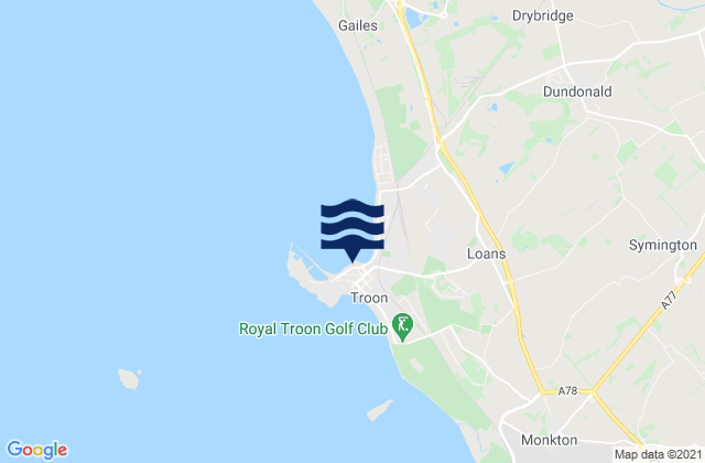 Mapa da tábua de marés em Troon, United Kingdom