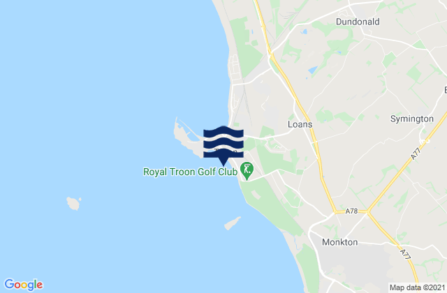 Mapa da tábua de marés em Troon South Sands Beach, United Kingdom