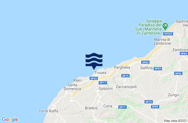 Mapa da tábua de marés em Tropea, Italy
