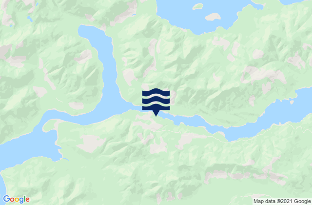 Mapa da tábua de marés em Trounce Inlet, Canada