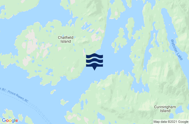 Mapa da tábua de marés em Troup Passage, Canada