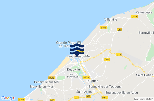 Mapa da tábua de marés em Trouville-sur-Mer, France