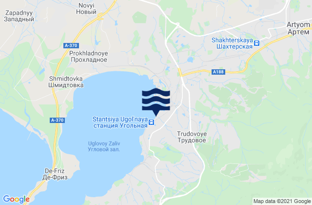 Mapa da tábua de marés em Trudovoye, Russia