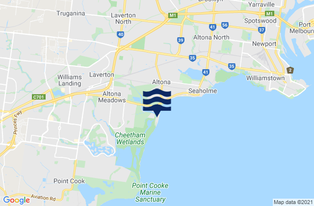Mapa da tábua de marés em Truganina, Australia