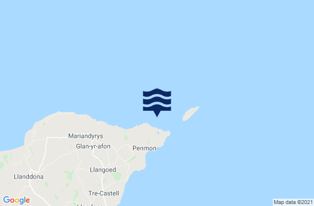 Mapa da tábua de marés em Trwyn Dinmor, United Kingdom
