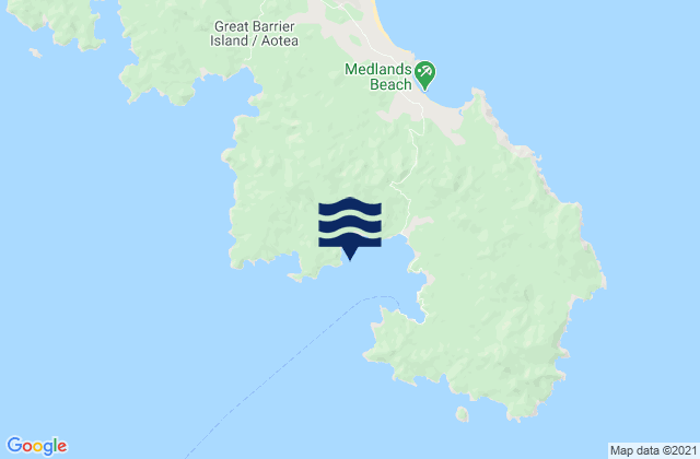 Mapa da tábua de marés em Tryphena Harbour, New Zealand