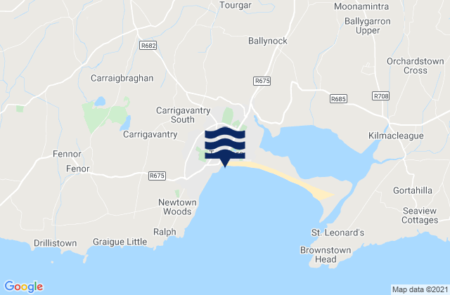 Mapa da tábua de marés em Trá Mhór, Ireland