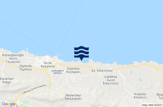 Mapa da tábua de marés em Tráchonas, Cyprus