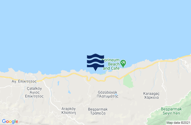 Mapa da tábua de marés em Trápeza, Cyprus