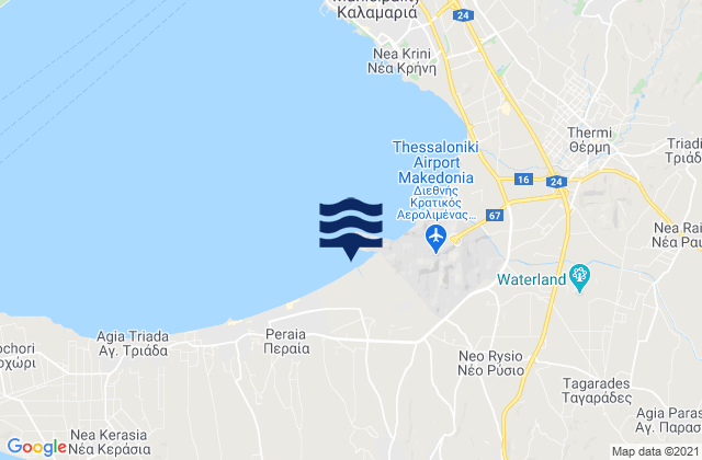 Mapa da tábua de marés em Trílofos, Greece